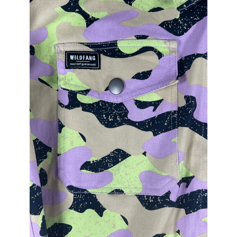 NEW Wildfang Snap Button Shirt Colorful Camo Chore Jacket Shacket XL - Picture 3 of 7